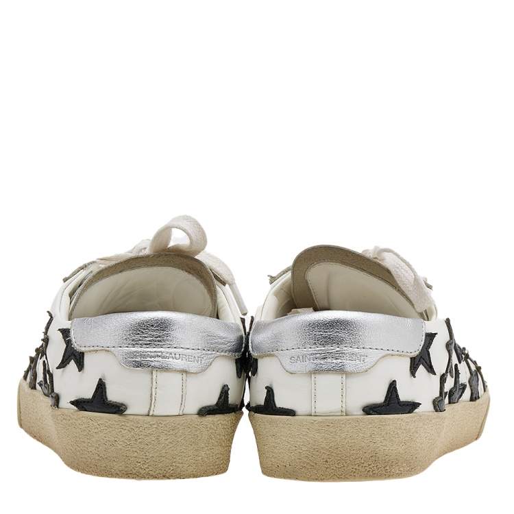 مملوكة مسبقًا Saint Laurent White/Black Leather Star Court Classic California Sneakers Size 38.5