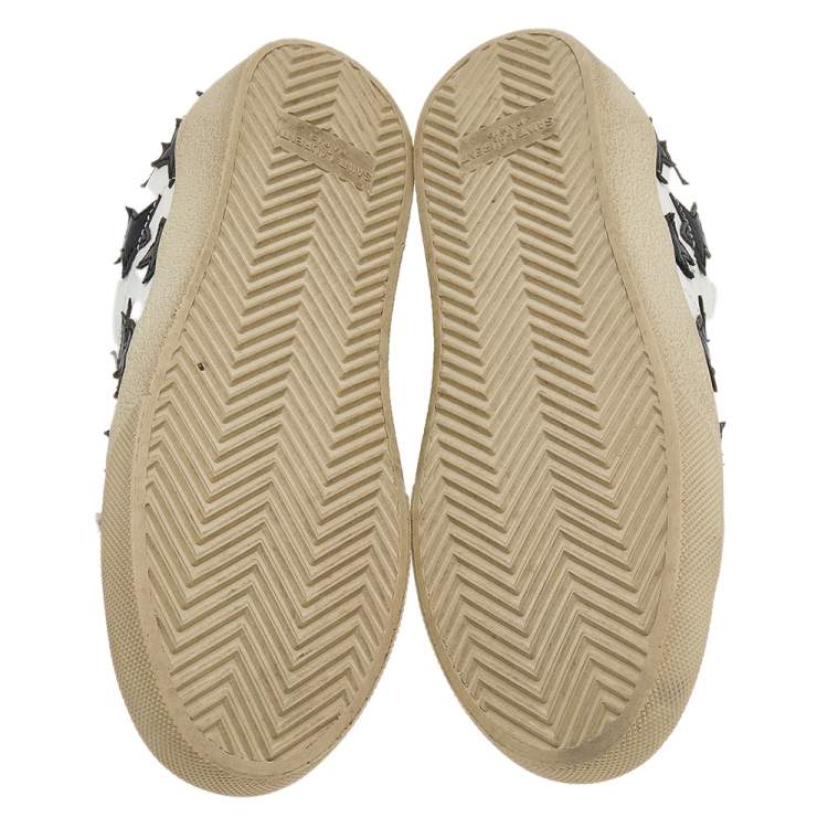 مملوكة مسبقًا Saint Laurent White/Black Leather Star Court Classic California Sneakers Size 38.5