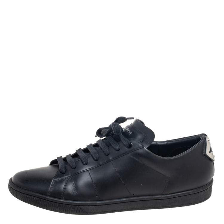 Saint Laurent Black Leather Signature Court Lips Low-Top Sneakers Size 40.5  Saint Laurent Paris