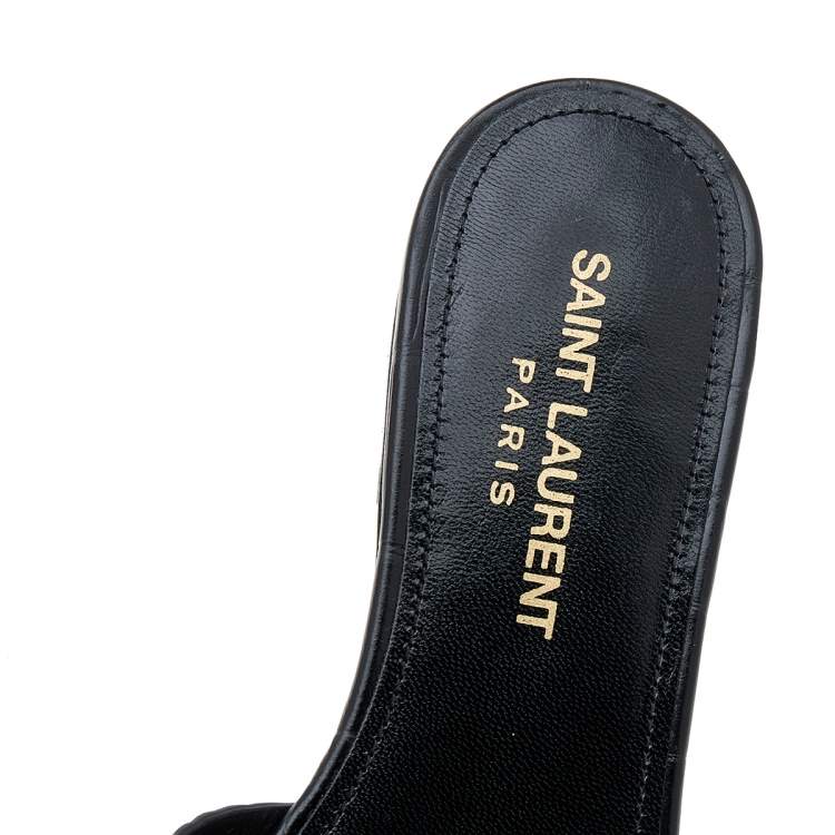 Pre Owned Saint Laurent Croc Embossed Leather Tribute Flats Size 35