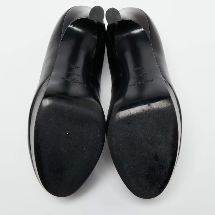مملوكة مسبقًا Saint Laurent  Black Leather Tribtoo Platform Pumps Size 38.5