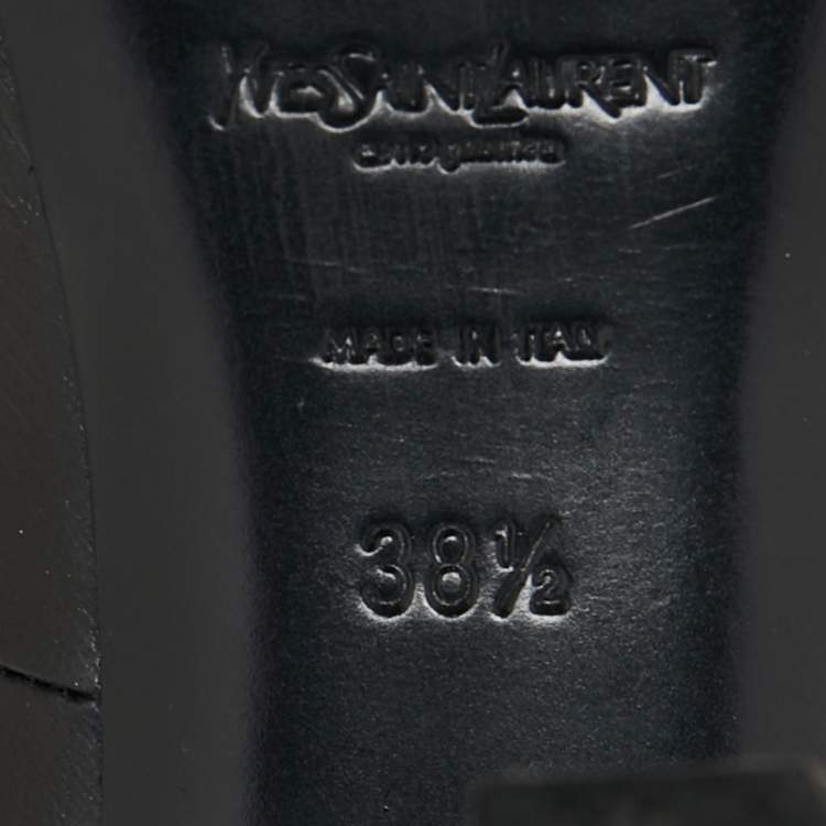 مملوكة مسبقًا Saint Laurent  Black Leather Tribtoo Platform Pumps Size 38.5