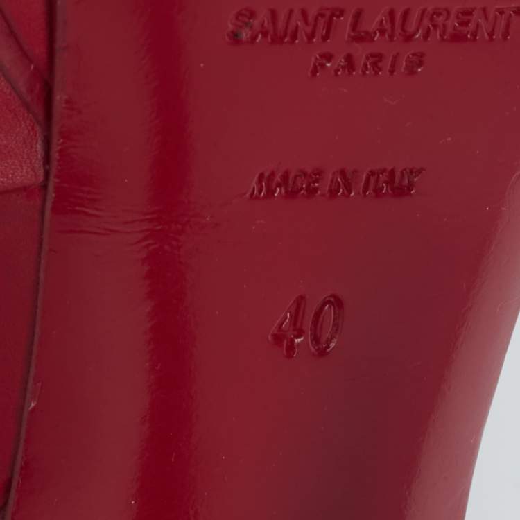 Pre Owned Saint Laurent Red Leather Tribute Platform Sandals Size 40