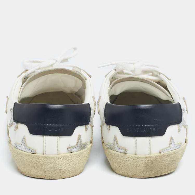 Pre Owned Saint Laurent White Leather Star Court Classic California Sneakers Size 38