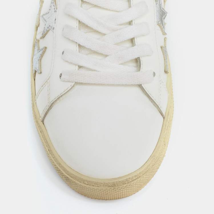 Pre Owned Saint Laurent White Leather Star Court Classic California Sneakers Size 38