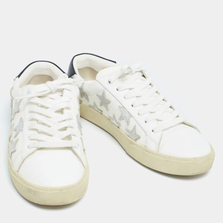 Pre Owned Saint Laurent White Leather Star Court Classic California Sneakers Size 38