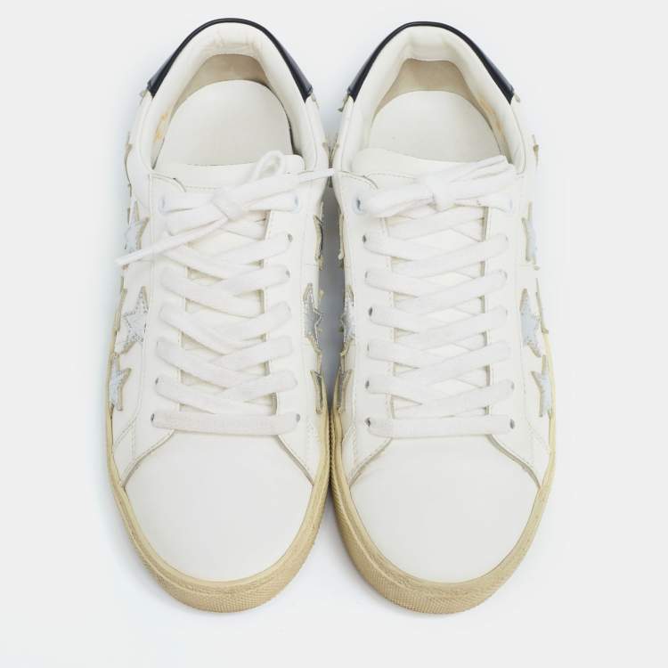 Pre Owned Saint Laurent White Leather Star Court Classic California Sneakers Size 38