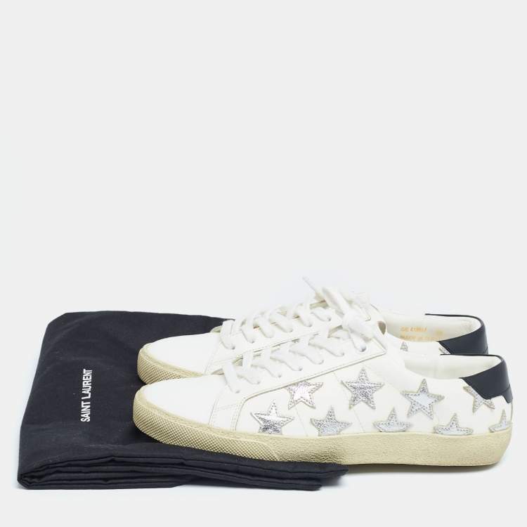 Pre Owned Saint Laurent White Leather Star Court Classic California Sneakers Size 38