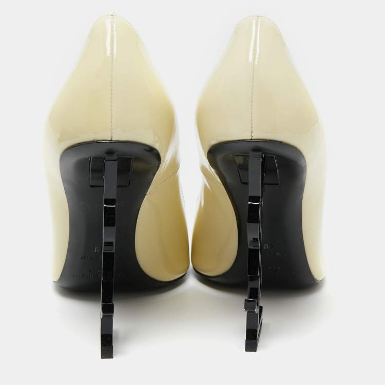 Pre Owned Saint Laurent Cream Patent Leather Opyum Pumps Size 40