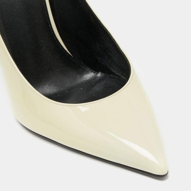 Pre Owned Saint Laurent Cream Patent Leather Opyum Pumps Size 40