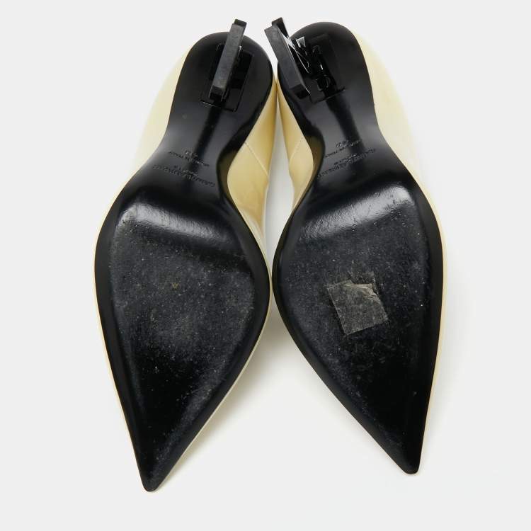 Pre Owned Saint Laurent Cream Patent Leather Opyum Pumps Size 40