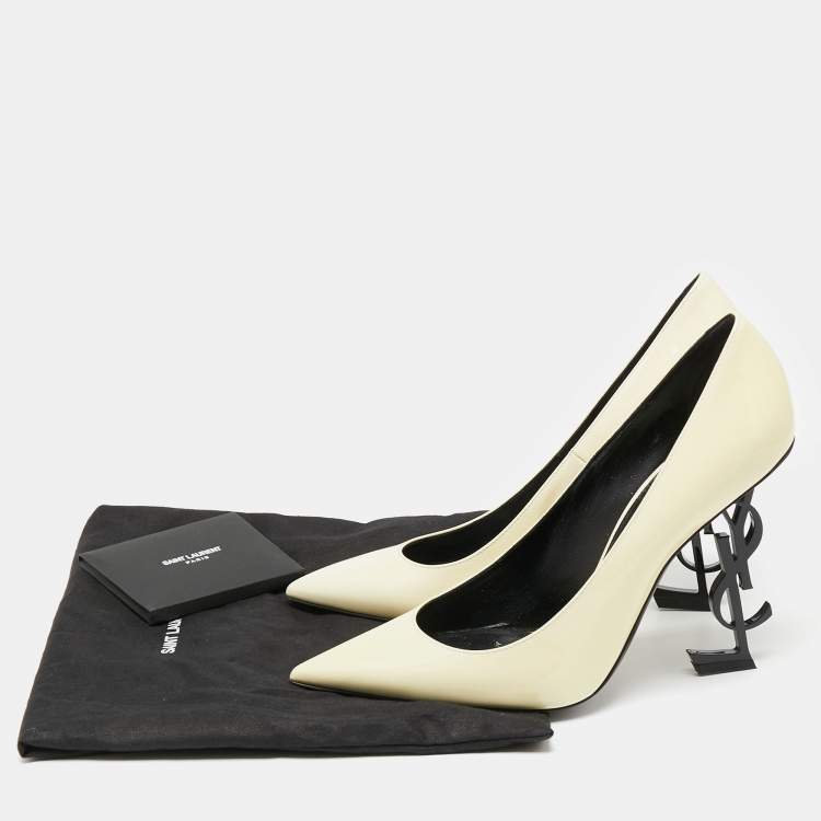 Pre Owned Saint Laurent Cream Patent Leather Opyum Pumps Size 40