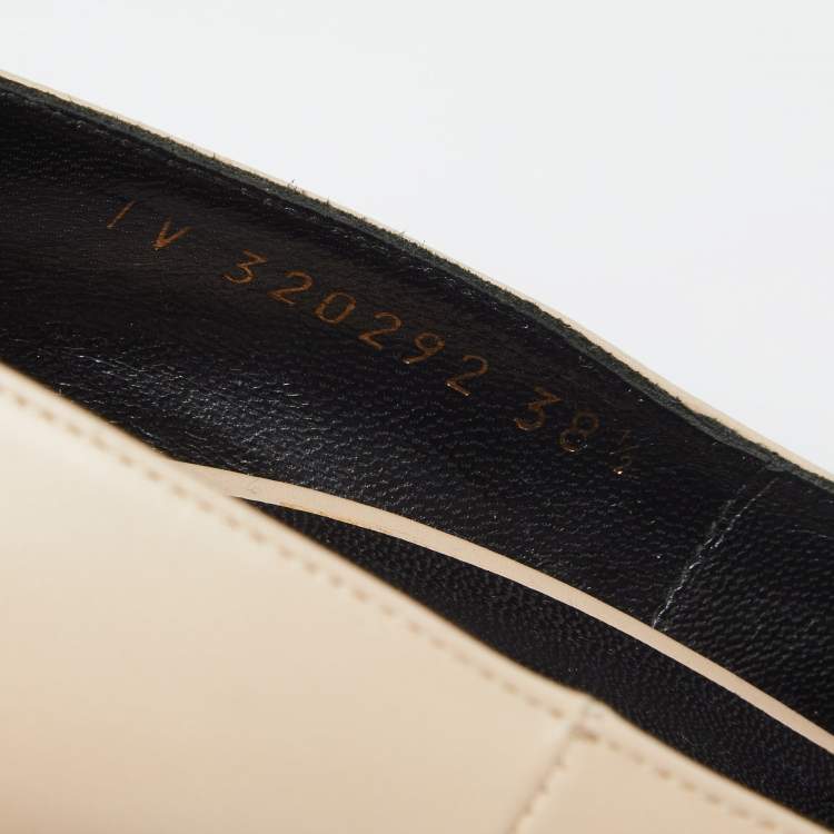 Pre Owned Saint Laurent Cream Leather Janis Pointed Toe Pumps Size 38.5