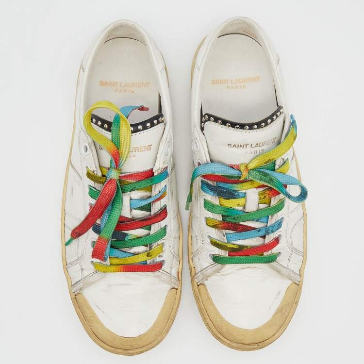 Pre Owned Saint Laurent White Leather Low Top Sneakers Size 38