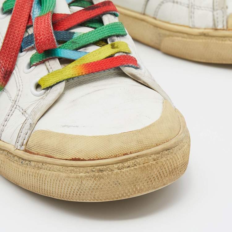Pre Owned Saint Laurent White Leather Low Top Sneakers Size 38