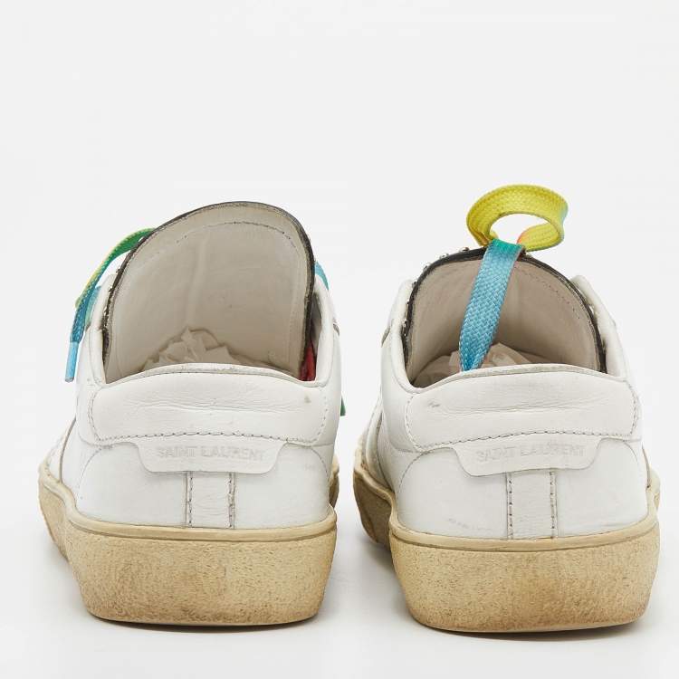 Pre Owned Saint Laurent White Leather Low Top Sneakers Size 38