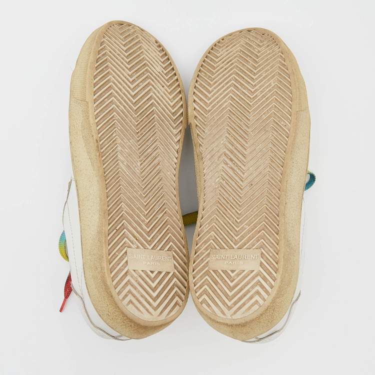 Pre Owned Saint Laurent White Leather Low Top Sneakers Size 38