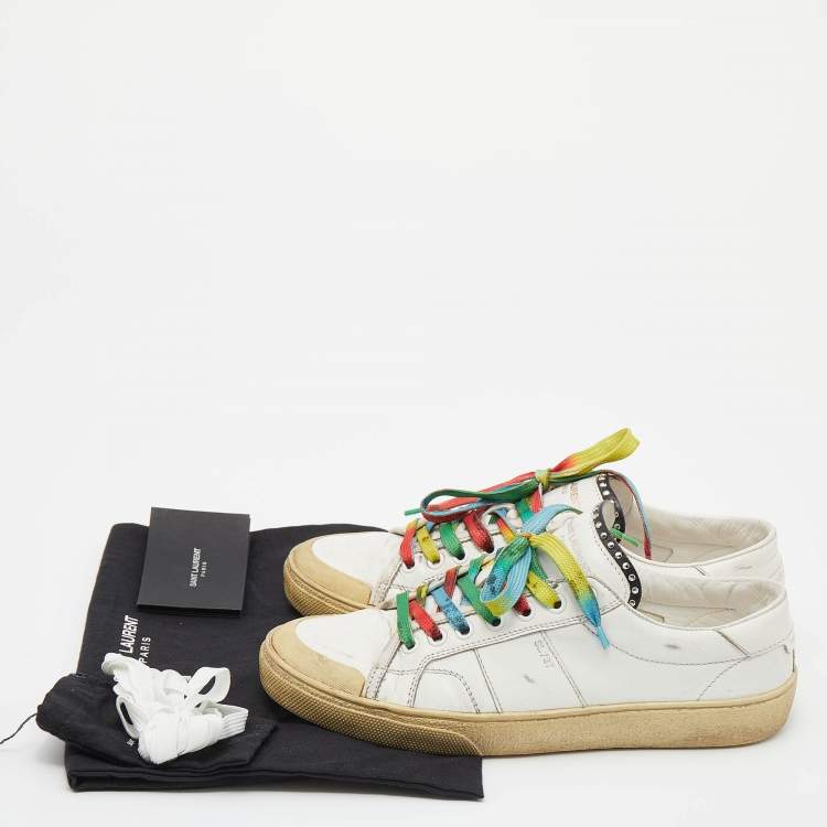 Pre Owned Saint Laurent White Leather Low Top Sneakers Size 38