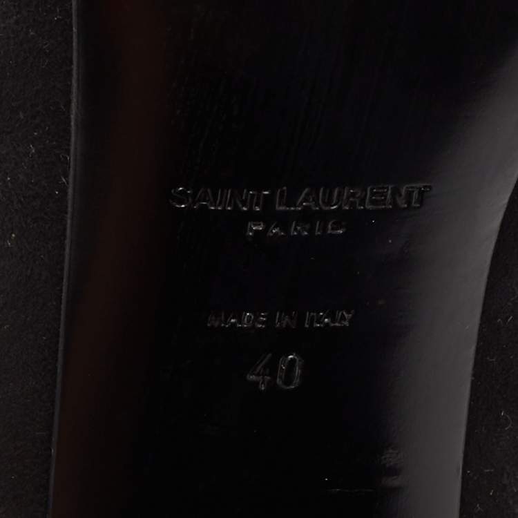Pre Owned Saint Laurent Black Suede Lace Up Sandals Size 40
