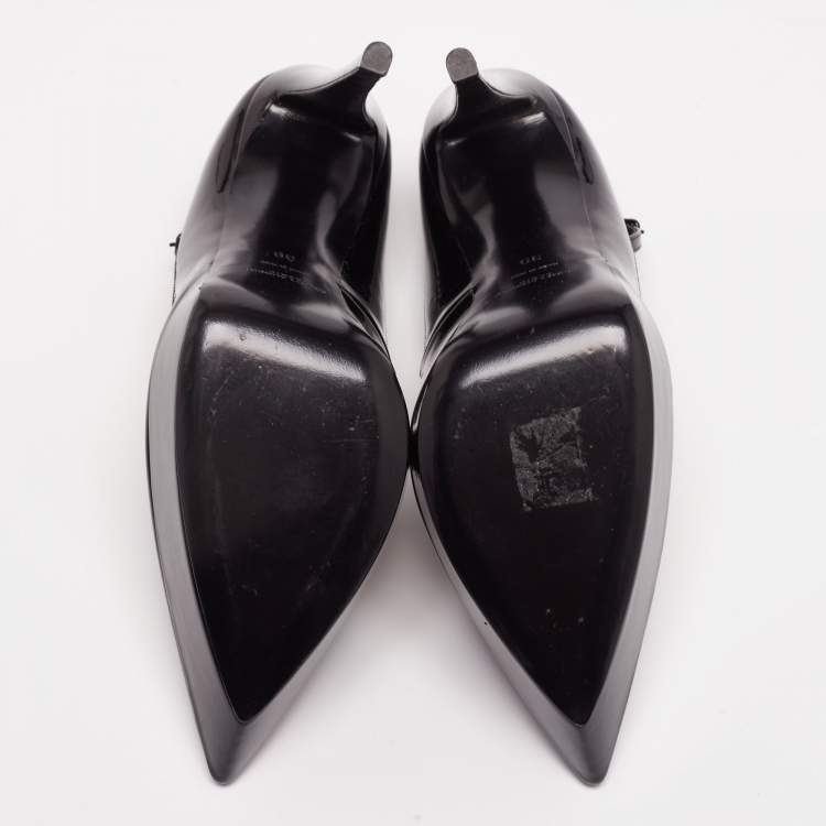 Pre Owned Saint Laurent Black Patent Leather Betty Ankle-Strap Platform Pumps Size 39