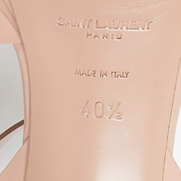 مملوكة مسبقًا Saint Laurent Light Pink Leather Tribute Ankle Strap Platform Sandals Size 40.5