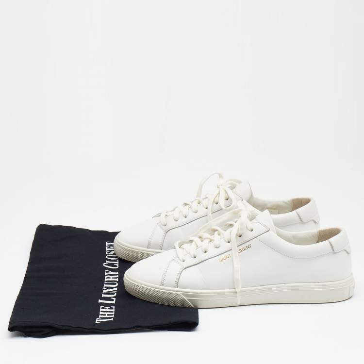 Pre Owned Saint Laurent White Leather Andy Low Top Sneakers Size 37