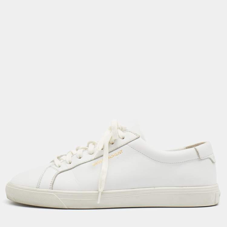 Pre Owned Saint Laurent White Leather Andy Low Top Sneakers Size 37