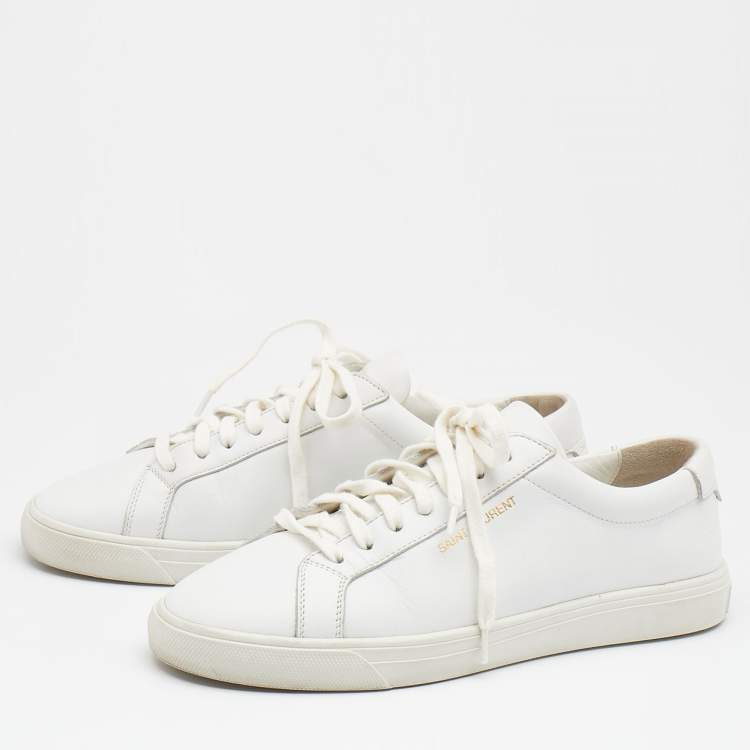 Pre Owned Saint Laurent White Leather Andy Low Top Sneakers Size 37