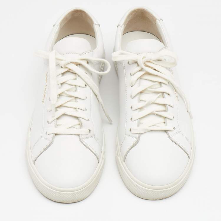Pre Owned Saint Laurent White Leather Andy Low Top Sneakers Size 37
