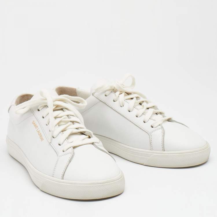 Pre Owned Saint Laurent White Leather Andy Low Top Sneakers Size 37
