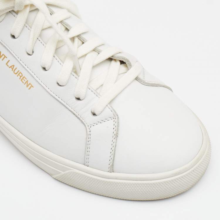 Pre Owned Saint Laurent White Leather Andy Low Top Sneakers Size 37