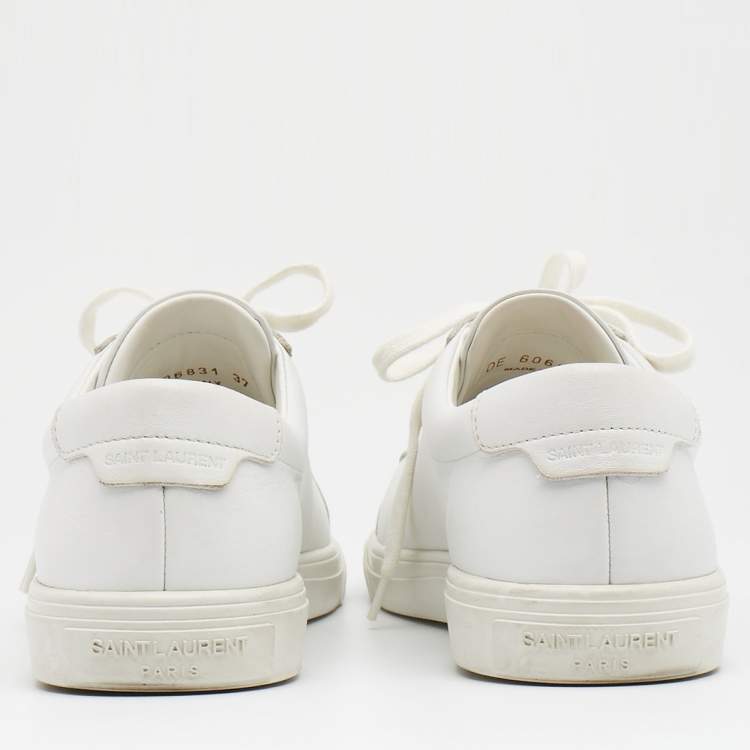 Pre Owned Saint Laurent White Leather Andy Low Top Sneakers Size 37