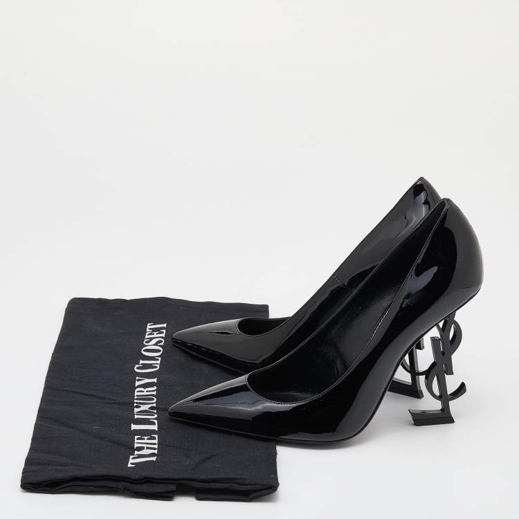 Pre Owned Saint Laurent Black Patent Leather Opyum Pumps Size 37