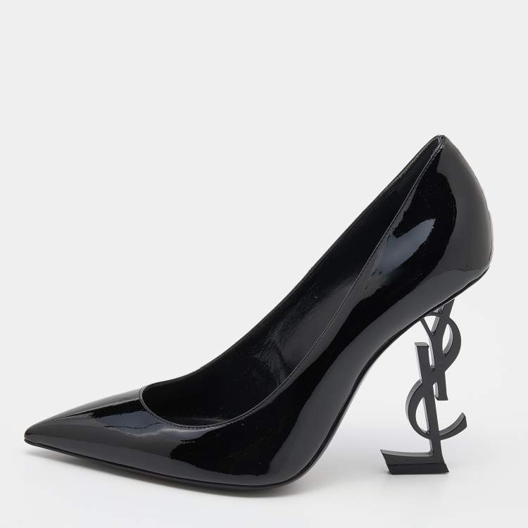 Pre Owned Saint Laurent Black Patent Leather Opyum Pumps Size 37