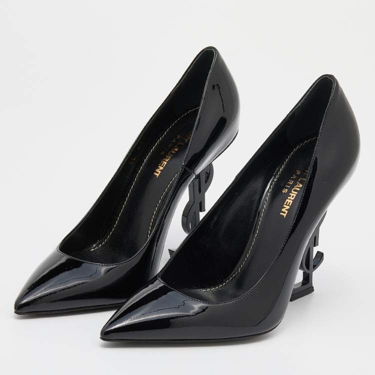 Pre Owned Saint Laurent Black Patent Leather Opyum Pumps Size 37