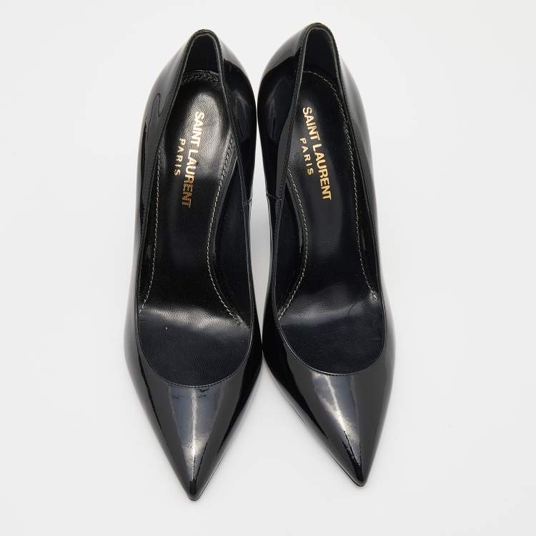 Pre Owned Saint Laurent Black Patent Leather Opyum Pumps Size 37