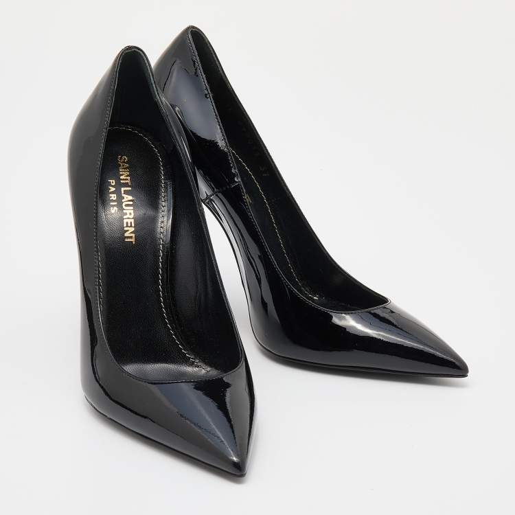 Pre Owned Saint Laurent Black Patent Leather Opyum Pumps Size 37