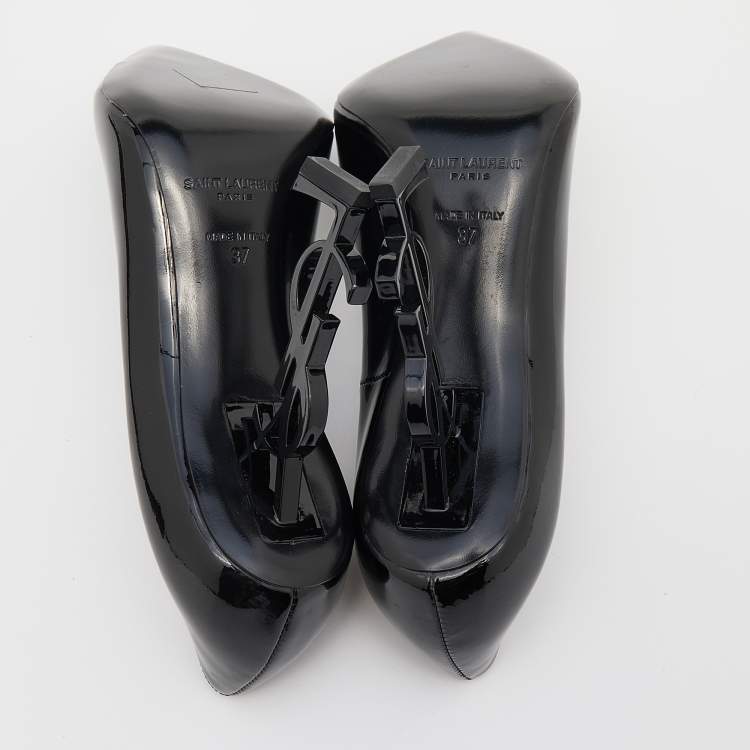 Pre Owned Saint Laurent Black Patent Leather Opyum Pumps Size 37