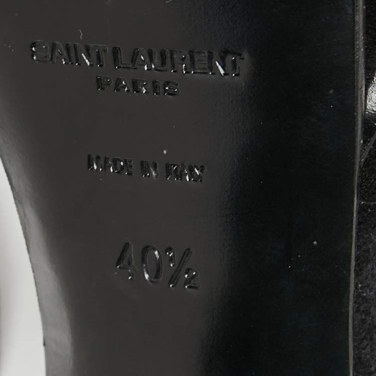 Pre Owned Saint Laurent Black Suede Tribute Platform Sandals Size 40.5
