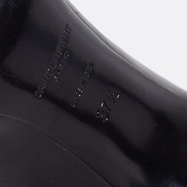 Pre Owned Saint Laurent Black Leather Peep Toe Pumps Size 37.5