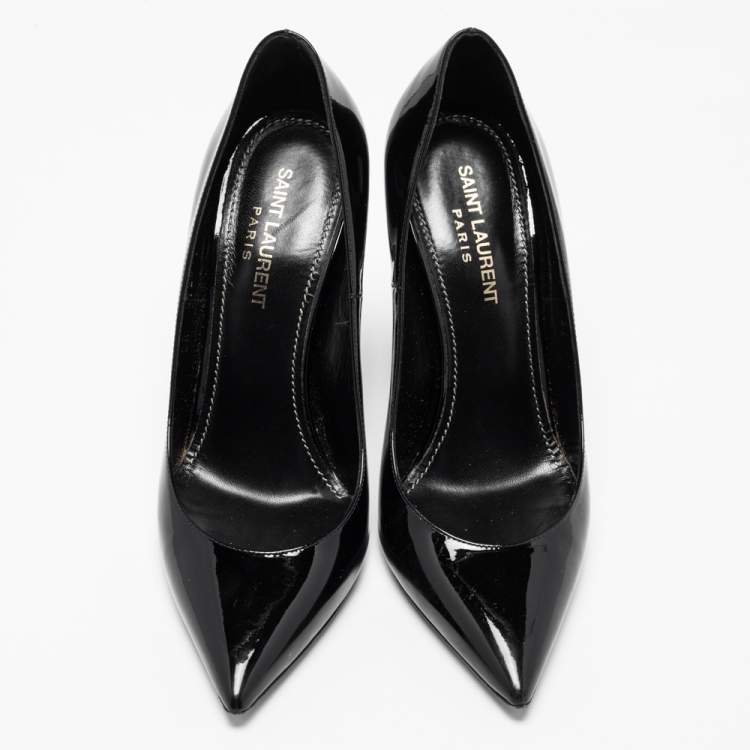 Pre Owned Saint Laurent Black Patent Leather Opyum Pumps Size 37