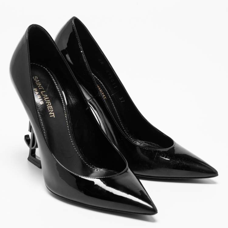 Pre Owned Saint Laurent Black Patent Leather Opyum Pumps Size 37