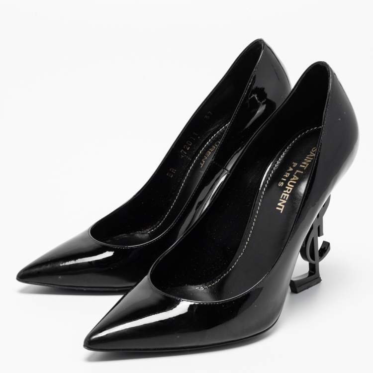 Pre Owned Saint Laurent Black Patent Leather Opyum Pumps Size 37