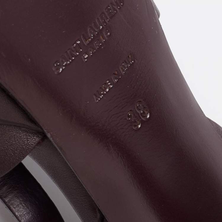 Pre Owned Saint Laurent Dark Brown Leather Tribute Platform Platform Sandals Size 38