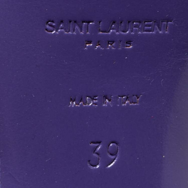 Pre Owned Saint Laurent Purple Leather Tribute Platform Sandals Size 39