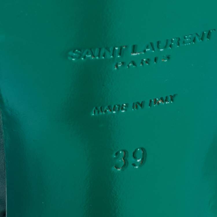 Pre Owned Saint Laurent Green Leather Strappy Platform Sandals Size 39