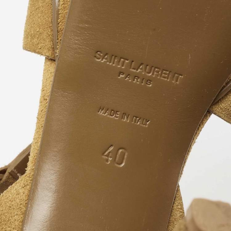 Pre Owned Saint Laurent Brown Suede Tribute Sandals Size 40