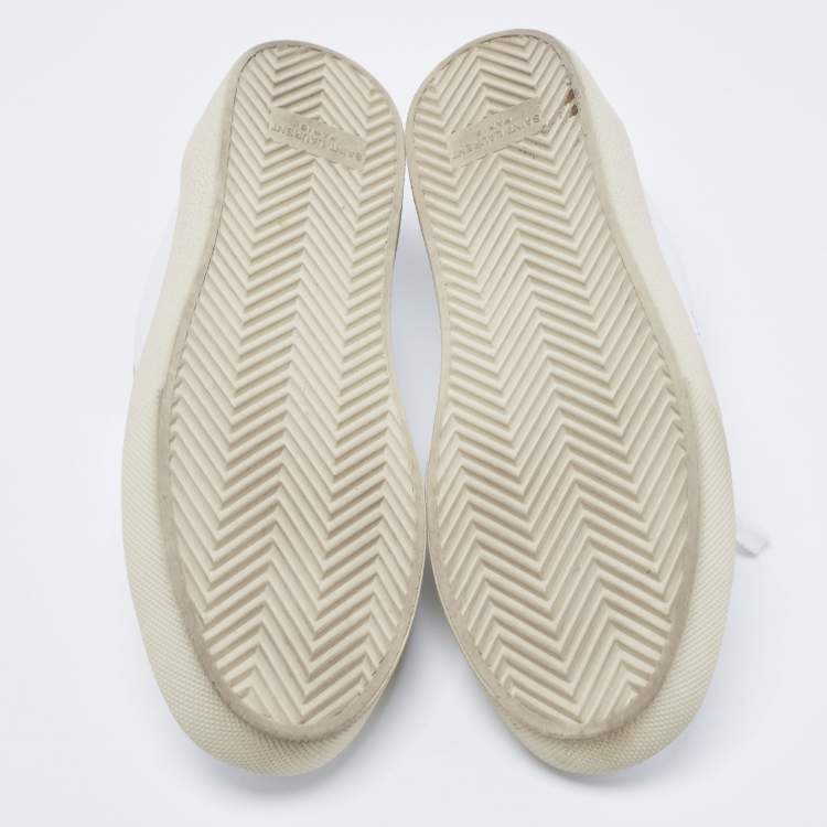 Pre Owned Saint Laurent White Leather Lace Up Sneakers Size 39.5