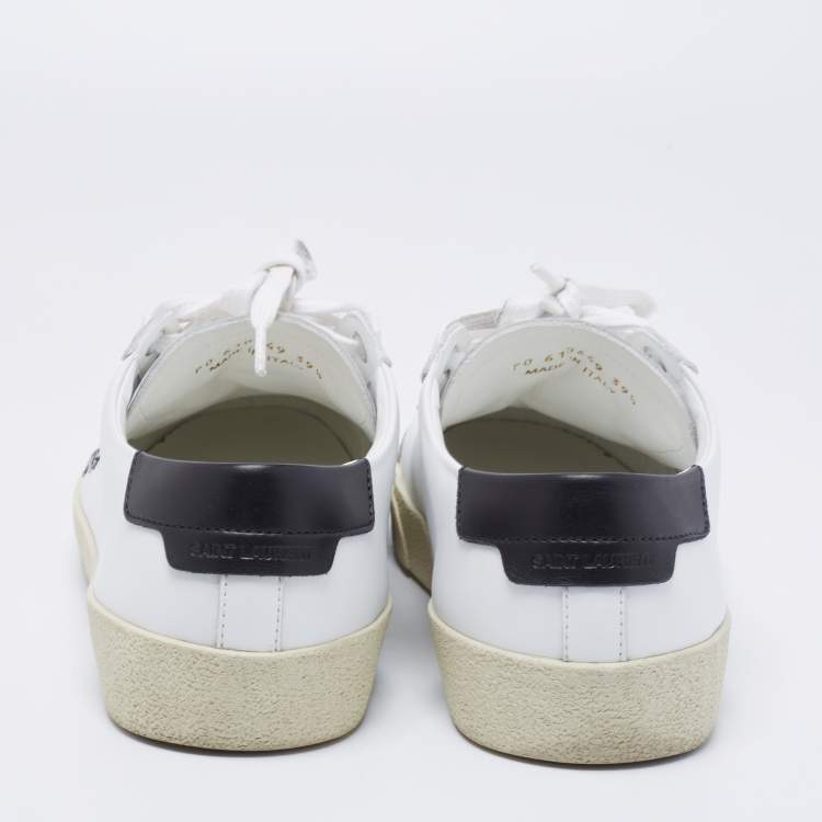 Pre Owned Saint Laurent White Leather Lace Up Sneakers Size 39.5