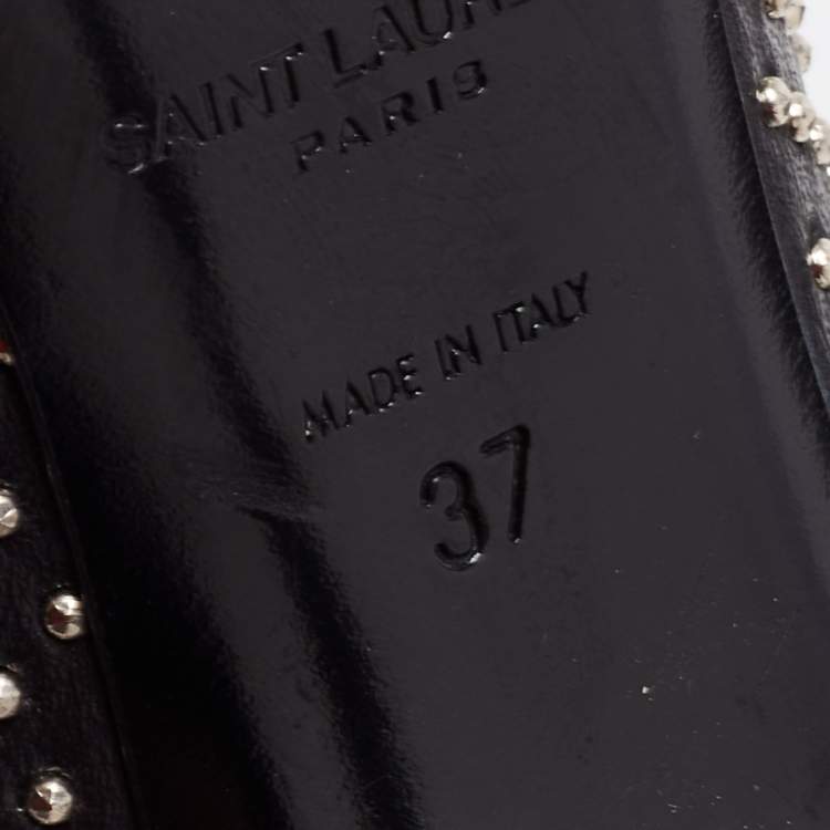 Pre Owned Saint Laurent Black Leather Studded Pointed Toe Pumps Size 37